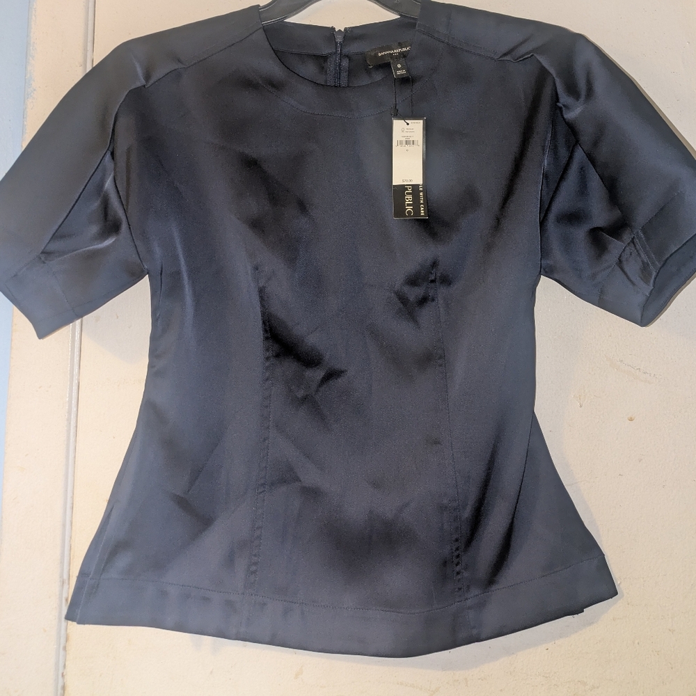 Banana Republic Midnight Blue Satin Blouse
